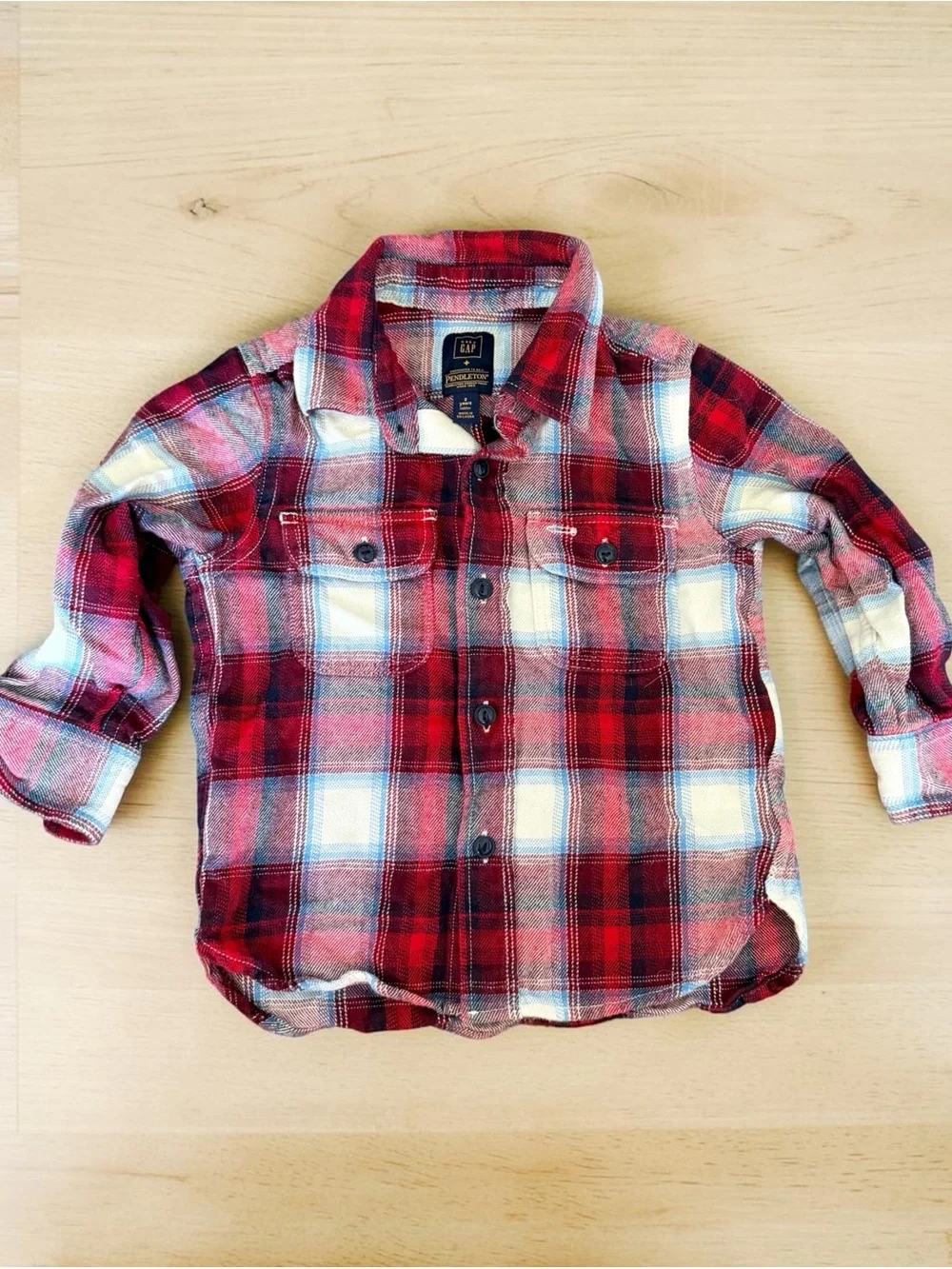 GAP Pendleton Red/White/Blue Plaid Flannel Button-Down Shirt Sz 2